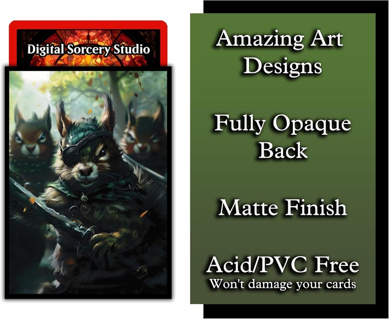 Digital Sorcery Studio Squirrel General Card Game Sleeves - 100 Pack - Compatible with MTG and Other TCGs - Perfect for MTG Chatterfang Decks and Hazel of The Rootbloom Decks - Image 3